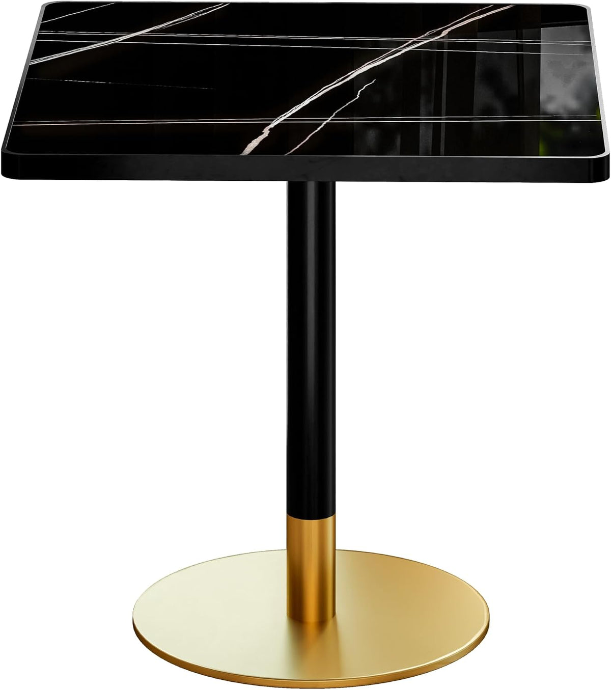 Henf 31.5'' Square Dining Tulip Table for 2 4, Modern Black Faux Marble Bistro Table with Sintered Stone Tabletop, Small Black Gold Metal Edge & Base Tulip Tables for Dining Room, Cafe, Apartment
