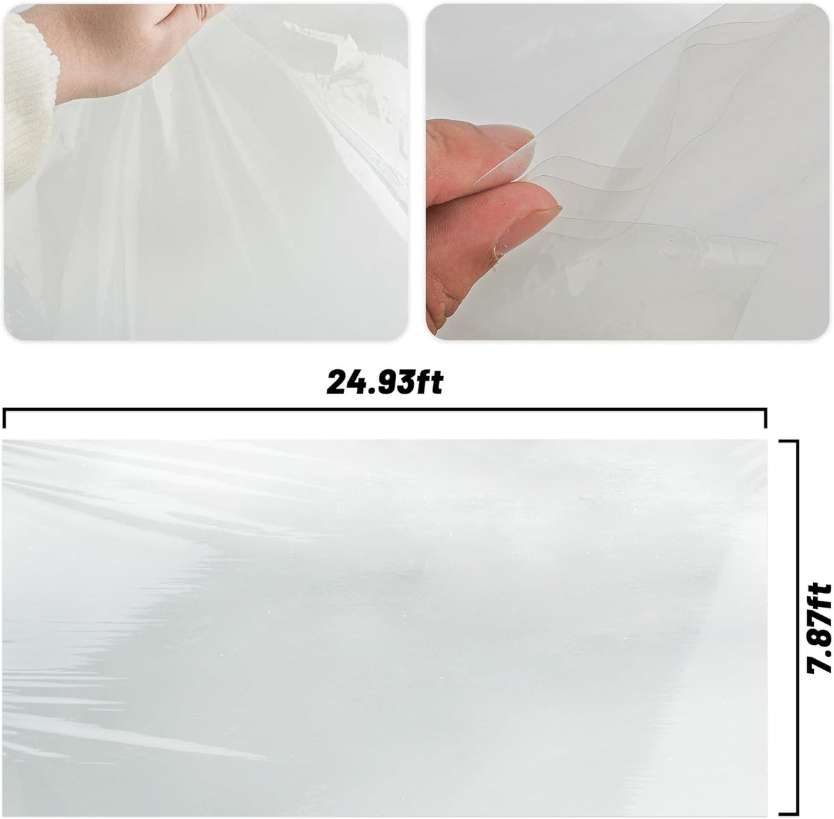 6 Mil Clear Greenhouse Plastic Sheeting,Transparent Plastic Film for Greenhouse, UV Resistant Polyethylene Film for Farm,Garden (8ftx25ft)
