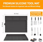 Upgrade Griddle Mat Compatible with Blackstone, Easy to Clean Silicone Grill Tools Mat, Grill Mat for Outdoor Grill, Side Shelf Mat Grill Pad (Black)