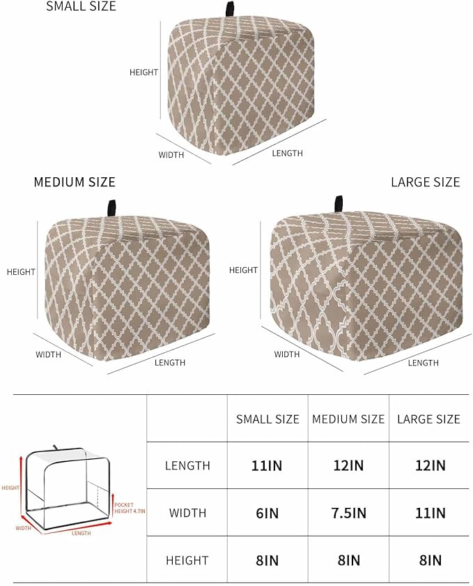 Toaster Cover 2 Slice Moroccan Pattern Toaster Oven Cover with Pockets Beige Dustproof Bakeware Protector Small Kitchen Appliance Dust Covers and Fingerprint Protection for Women