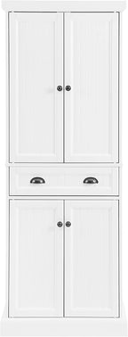 Crosley Furniture Shoreline Coastal Pantry Storage Cabinet with Shelves, Kitchen, Dining, or Laundry Room, White