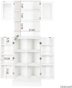 71'' Pantry Cabinet, Tall Storage Cabinet with Microwave Stand, Freestanding Kitchen Hutch with Doors and Adjustable Shelves, Mordern Food Pantry for Kitchen