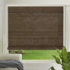 LETAU Cordless Wood Window Roller Shades, Bamboo Light Filtering Window Blinds for Indoor Home, Office, Kitchen, Pattern 4