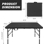 Folding Table, 4FT/6 FT Foldable Table with Carrying Handle, Steel Legs Heavy Duty Portable Utility Table for Party, Dining, Wedding, Events, Picnic Indoor, Outdoor, Camping