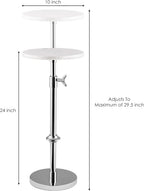 Modern Chrome Side Table Adjustable Height – Polished Chrome Finish Bedside Table, Coffee Table or Plant Stand, 29” Tall with Marble Top and Aluminium Iron Frame for Bedroom, Bathroom, or Living Room