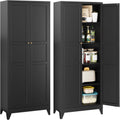 STANI 74.8" H Tall Kitchen Cabinet, Black Metal Pantry Storage Cabinet, 4 Adjustable Shelves, Kitchen Pantry Storage for Dining Room, Living Room, Bathroom 74.8" H x 15.7" D x 31.5" W
