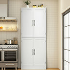 MHOM 71" Tall White Pantry Cabinet, Farmhouse Storage Cabinet with 4 Doors and Adjustable Shelves, Freestanding Pantry for Dining Room, Kitchen, and Living Room