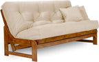 Nirvana Futons Arden Futon Set - Queen Size, Frame, 8" Mattress, Twill Khaki Cover