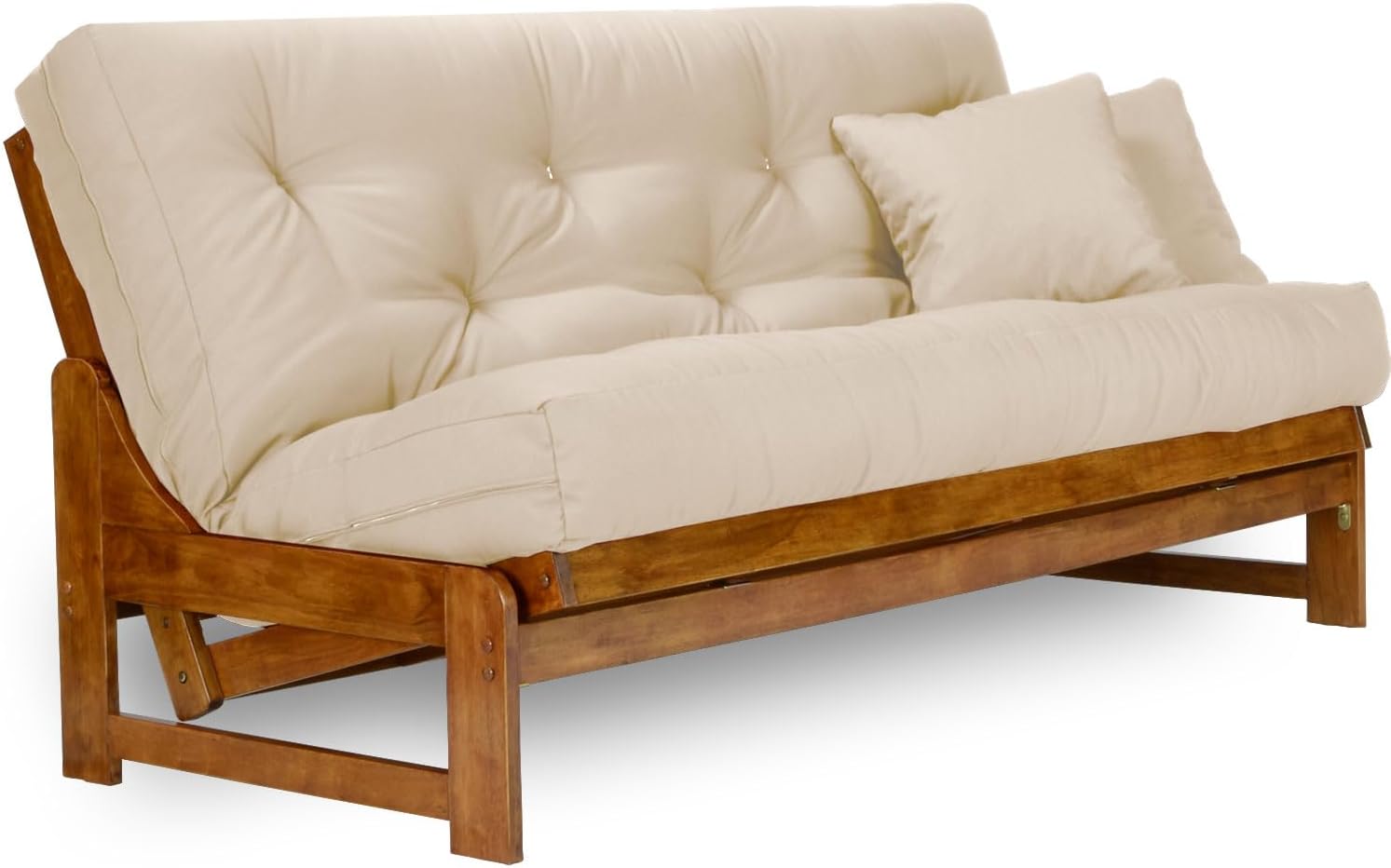 Nirvana Futons Arden Futon Set - Queen Size, Frame, 8" Mattress, Twill Khaki Cover