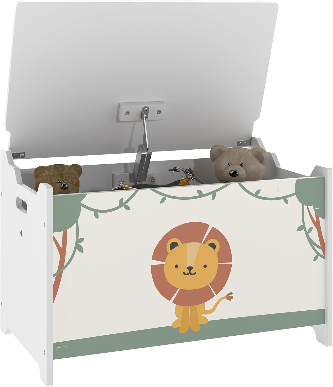 Qaba Toy Box with Lid Safety Hinges for Kids 24" L x 15" W x 15" H Green | Toy Chest, for Boys Girls, Storage Organizer, Living Room, Playroom, Nursery, Bedroom