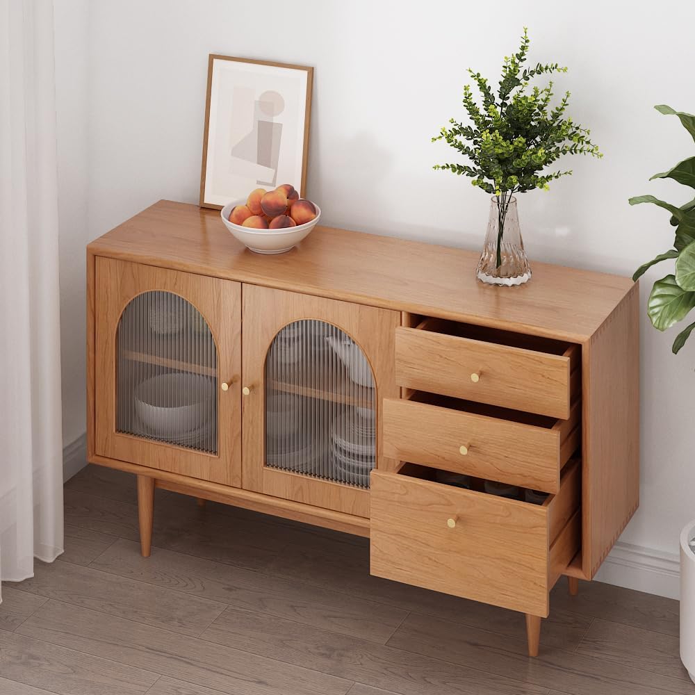 Entryway Cabinet Nordic Solid Wood Sideboard Modern Living Room Storage Cabinet Buffet Cabinet with Drawers for Hallway, Entrance, Living Room Sideboard Storage Cabinet(A)