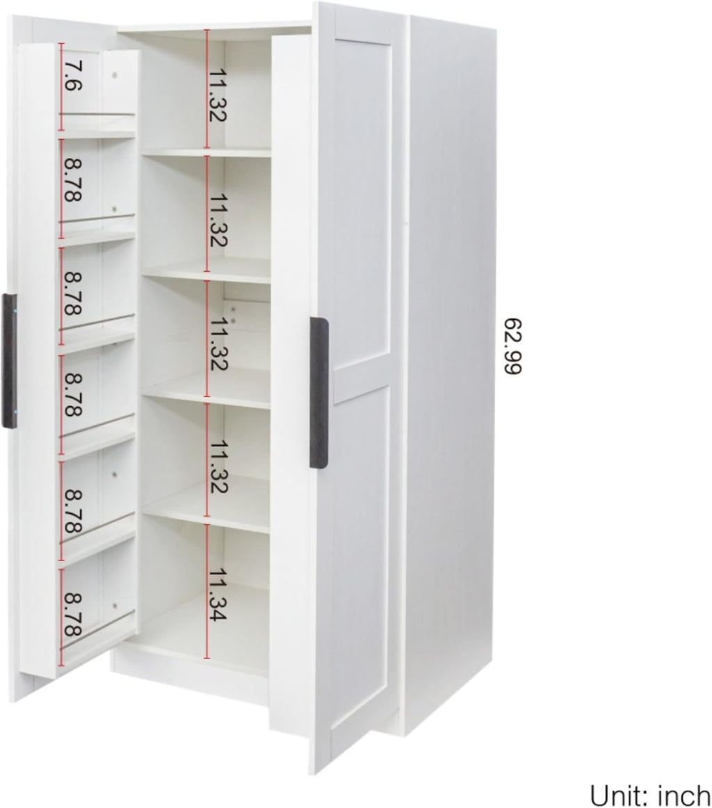 Freestanding Kitchen Pantry Storage Cabinet with Doors and Shelves Buffet Cupboard Sideboard Organizer for Living Room Dining Area Multipurpose Furniture Piece Ample Space Modern Design (White)