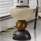Featured Round End Table, Resin Side Table, Simple Bedside Table, Modern Decorative Table, Multifunctional Sofa Table(White)