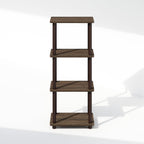 Furinno Turn-N-Tube Side Table, 3-Tier End Table with Open Shelf, Easy Assembly Night Stand, Bedside Table with Round Tube, for Living Room, Bedroom, Walnut