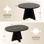 iPormis 43.3in-59in Extendable Round Dining Table for 4-6, Modern Wooden Kitchen Table for Dining Room, Adjustable Size Oval Circle Dinner Tables Furniture for Kitchen Living Room, Black