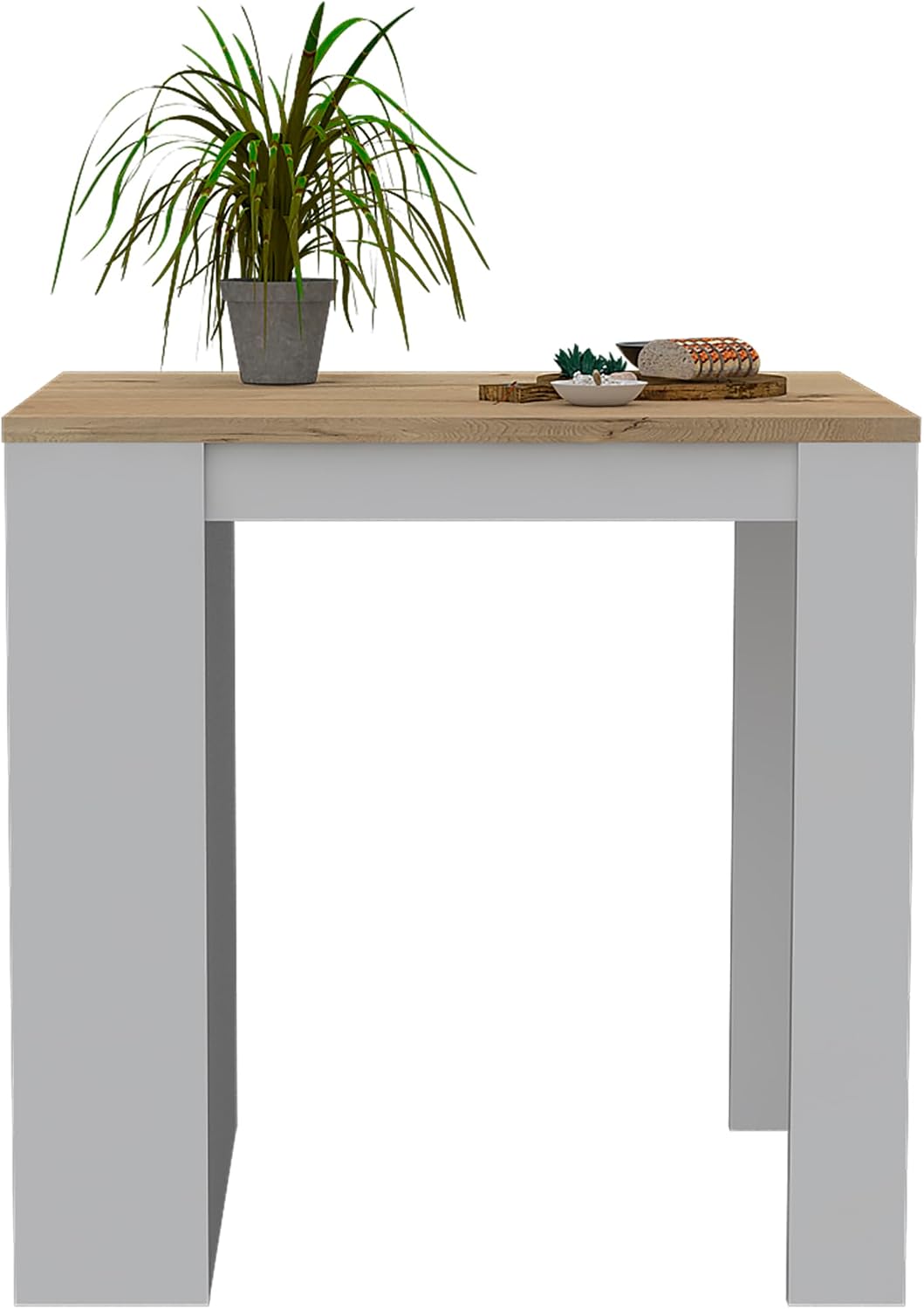 Kitchen Island with Three Drawers and Concealed Storage | Three open shelves for storage or decor display