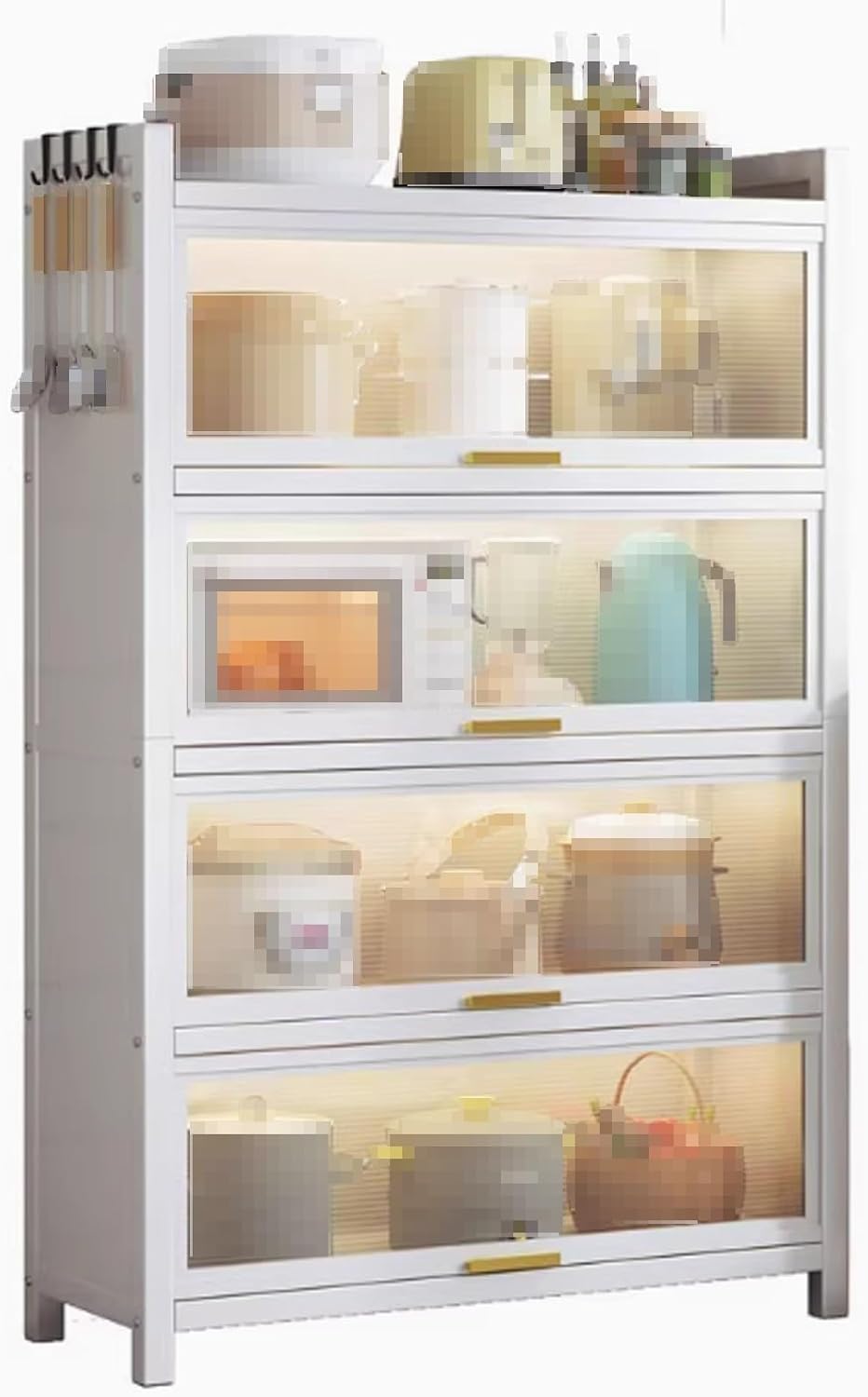 Pantry Cabinets for Kitchen Storage, Made of Carbon Steel Single Layer can Support 200 Pounds, Kitchen Pantry Cabinet for Kitchen Living Room Balcony(White,100 * 42 * 153cm)