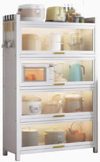 Pantry Cabinets for Kitchen Storage, Made of Carbon Steel Single Layer can Support 200 Pounds, Kitchen Pantry Cabinet for Kitchen Living Room Balcony(White,100 * 42 * 153cm)