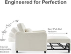 mopio Sophie 4-in-1 Convertible Sleeper Chair Bed, Accent Chair, Chaise Lounge, Comfy Reading Armchair, Pull Out Sofa Bed with Adjustable Backrest for Living Room, Bedroom (Pearl White Boucle)