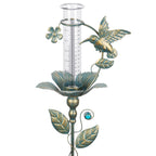 Rain Gauge Outdoor Decorative Hummingbird 7" Metal Rain Gauges Glass Tube | for Yard Garden,Pathway, Patio Freeze Proof Height Adjustable, Metal Water Gauge for Rain