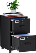 MIIIKO 2 Drawer File Cabinet with Lock, Vertical Metal Filing Cabinets for Home Office, Lockable Storage File Cabinets Under Desk, A4/Letter File Folders(Black)-Assembly Required