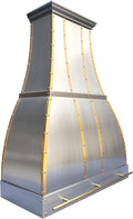 CHETTO C Stainless Steel Range Hood Cover with Quiet Vent Hood Insert Custom Handcrafted Metal Kitchen Fan with Towel Rack LED Light 30"W x27"D x48"H Brushed Stainless Steel Island Mount