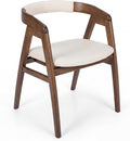 COSTWAY Bamboo Accent Chair, Farmhouse Leisure Dining Chairs w/Comfy Cushion, Curved Backrest, Solid Legs, Upholstered Armchair for Living Room, Bedroom, Kitchen, Walnut