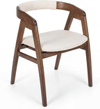 COSTWAY Bamboo Accent Chair, Farmhouse Leisure Dining Chairs w/Comfy Cushion, Curved Backrest, Solid Legs, Upholstered Armchair for Living Room, Bedroom, Kitchen, Walnut