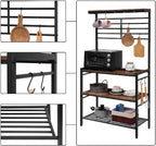 Rack With Hooks Kitchen Storage Shelf With High Display Shelves And Mesh Panel Island