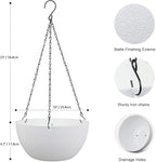 Meowell 10 inch Hanging Planters for Indoor Outdoor Plants, 2 Pack Hanging Flower Pots with Drainage Holes and Chain for Garden Balcony Porch, Round Plastic Hanging Baskets for House Plants, White