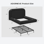 ADORNEVE Upholstered Queen Cloud Bed Frame with 5.9" Headboard, Black