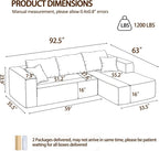 92.5" Modular Sectional Sofa, L-Shaped Cloud Couch with Deep Seats & Chaise, Convertible 4-in-1 Corduroy Couches for Living Room, Bedroom, No Need Assembly - Black(Right Facing Chaise)