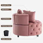 mikibama Oversized Accent Barrel Chair, 40.6" W Velvet Upholstered Round Chair with Pillows, Rubber Wood Legs Modern Lounge Reading Sofa Armchair for Living Room, Bedroom