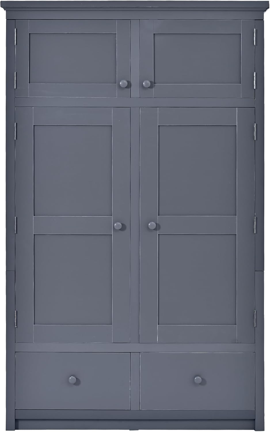 Freestanding Kitchen Pantry with Drawers, Shelves & Pull-out Trays,Gray | Freestanding tall unit with 8 door shelves, 4 pull-out trays, 6 drawers, gray finish, for dining room use