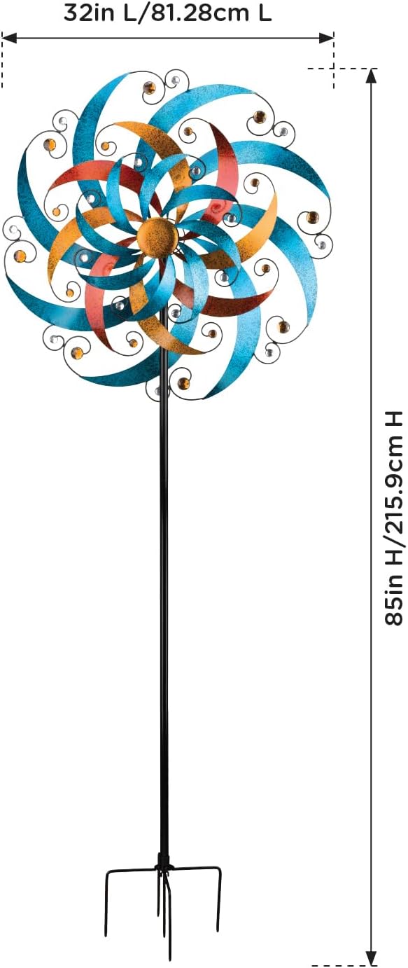 Regal Art & Gift Cresent Wind Spinner – Metal Yard Decorations Outdoor | Kinetic Garden Spinner for Lawn, Pathway, or Flower Bed | Weather-Resistant Outdoor Sculpture - 32 Inch