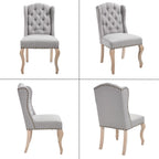 chairus Tufted Upholstered Parsons Dining Chairs Set of 6, Grey Linen | Linen Upholstery, Tufted Wingback, Solid Wood Legs, Nailhead Trim, High Back, French Country Kitchen Chairs for Dining Space
