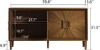 Large Buffet Sideboard Cabinet with Storage,60" Modern Cedenzas Buffet Table American Farmhouse Charm Cabinet with 4 Symmetrical Sunburst Doors for Living Room Hallway, Antique Brown