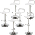 NOBPEINT NOB Contemporary Chrome Air Lift Adjustable Swivel Bar Stool (6 Pieces, White)