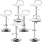 NOBPEINT NOB Contemporary Chrome Air Lift Adjustable Swivel Bar Stool (6 Pieces, White)