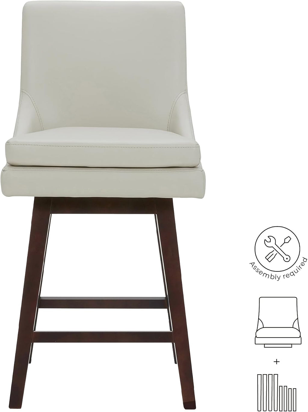 CHITA 26.8" Modern Swivel Counter Barstools, Creamy Grey Faux Leather, Set of 4