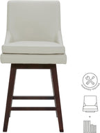 CHITA 26.8" Modern Swivel Counter Barstools, Creamy Grey Faux Leather, Set of 4