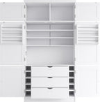 JIJIWANG 80.1'' Modern Kitchen Pantry Storage Cabinet with Adjustable Shelves and Storage Cabinet,Versatile Cupboard with Door Shelves and Drawers,for Kitchen,Dining Room,White