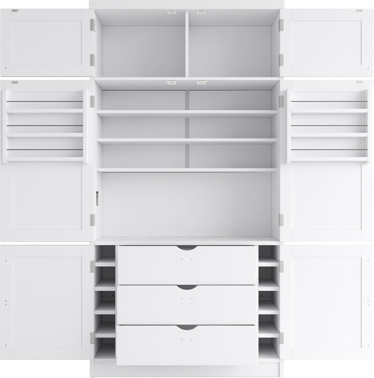 JIJIWANG 80.1'' Modern Kitchen Pantry Storage Cabinet with Adjustable Shelves and Storage Cabinet,Versatile Cupboard with Door Shelves and Drawers,for Kitchen,Dining Room,White
