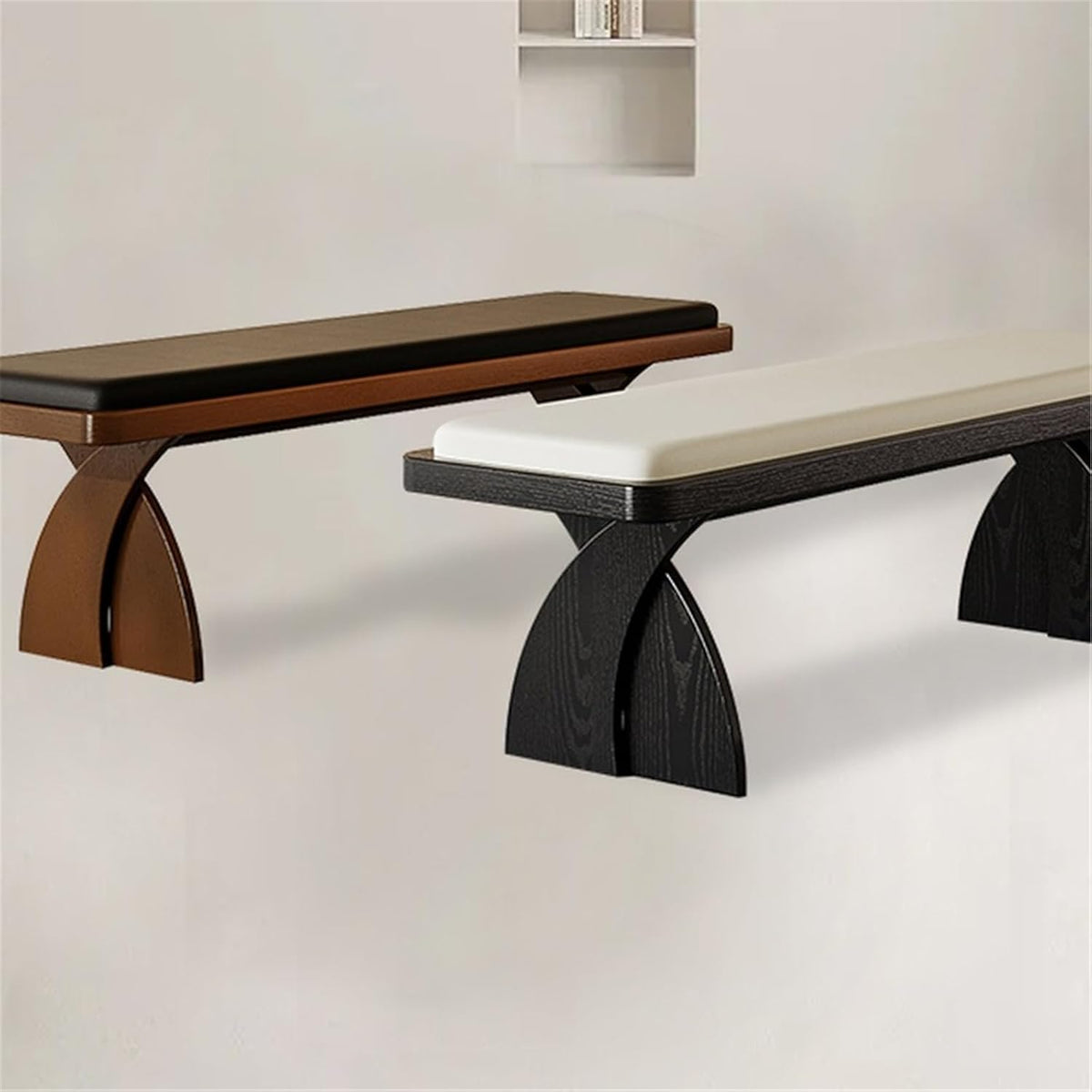 Modern Retro Wooden Long Bench at The Foot of The Bed in The Bedroom Dressing Room or Home for Changing Shoes Entryway(Medium)
