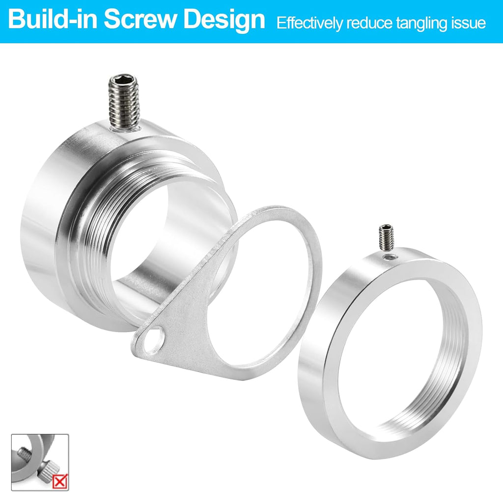 Flag Pole Rings, 1" Spinning Flagpole Ring Clips, 2 Pcs Aluminum Alloy & Steel 360° Rotating Anti Wrap Flag Mounting Rings with Snap Carabiners for 0.75-1.02 Inch Diamete Flagpole (Φ1, Silver)