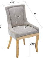 Aoowow Luxury Fabric Upholstered Side Chairs for Kitchen Set of 2, Sillas de Comedor,Farmhouse Solid Wood Kitchen Dining Room Chairs with Nailhead Trim Gold Metal Legs (Beige-Gold, Set of 2)