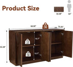 59" Sideboard Buffet Cabinet with Storage, Mid-Century Modern Sculpted Door Design Buffet Sideboard Accent Credenza with Adjustable Shelves for Living Room Kitchen Hallway (Walnut)
