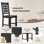 NAFORT Wood Dining Chairs Set of 6, Black Kitchen Chairs, Solid Rubber Wood Chair with Non-Slip Foot Pads, Max Load of 430 Lbs, Farmhouse Seat High Chevron Back Dining Room Chairs