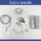 Snowflake Spinning Candle Holder – Rotating Snowflake Charms, Frosted Glass Votive Holder with Laser-Cut Metal Snowflakes – Scandinavian Christmas Table and Mantel Decor – 6.25" H