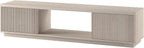 Henn&Hart 70" TV Stand for TVs up to 78", Beech White | Modern TV stand with ribbed cabinet doors and open center shelf for media or decor, perfect for living room or office